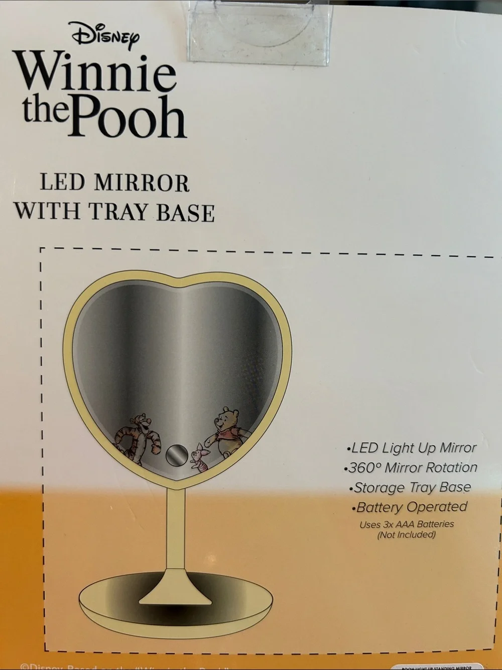 Winnie the Pooh Yellow Heart LED Vanity Mirror